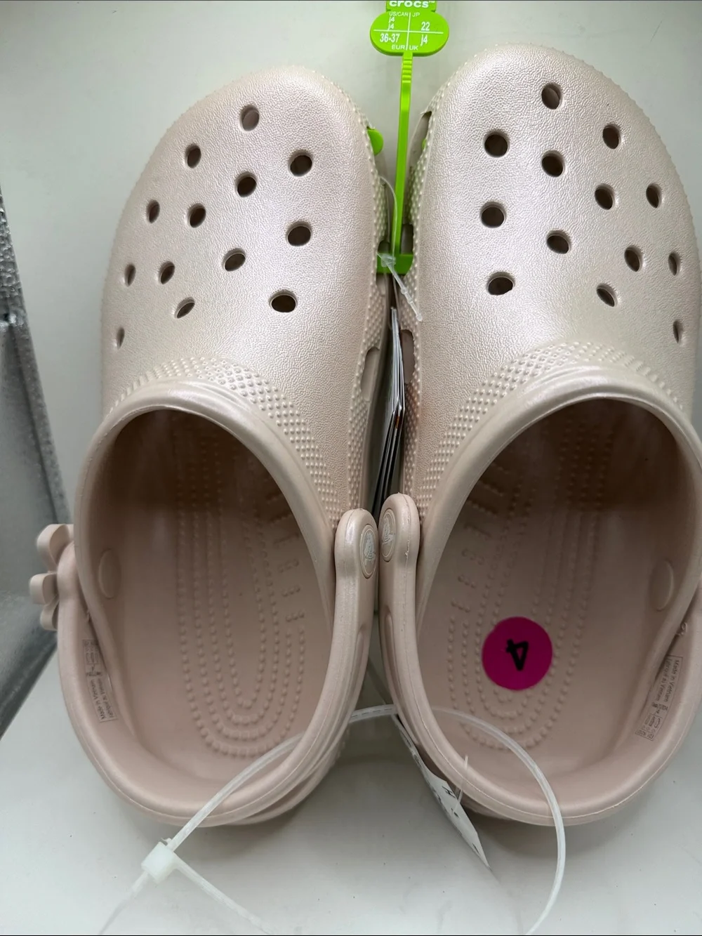 CROCS Kids' Shimmer Pale Pink Classic Clogs
